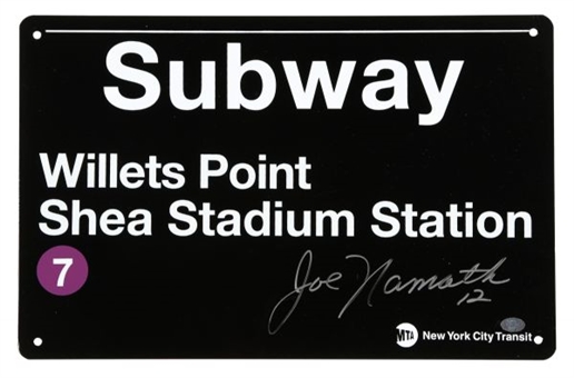 Joe Namath Signed Subway Sign 